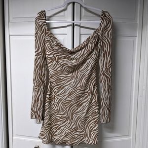 12th tribe brown zebra mini dress, open back
